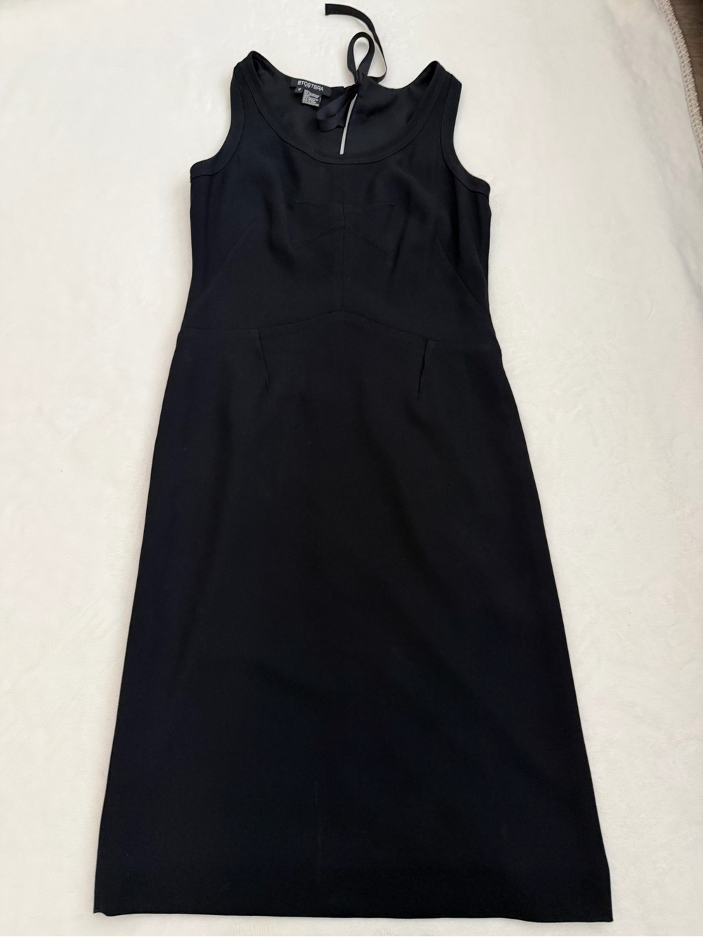Etcetera Black Sleeveless Sheath Dress Size 6 Tie Back Lined Career Cocktail